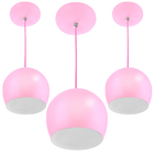 Kit 3 Pendentes Bola Pequena Alumínio 15cm Rosa Bebê