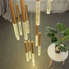 Kit 3 Pendentes Dourado Filete Tubo De Cristal Cabo 4m Led