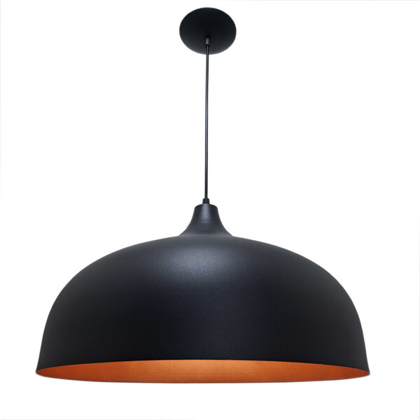 Kit 3 Pendentes Luminária Aladim Preto Micro Com Cobre 46cm