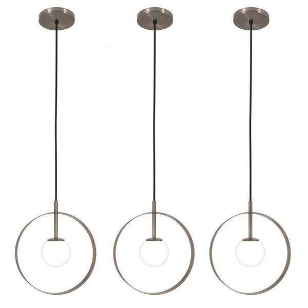 Kit 3 Pendentes Luminária Círculo Globo Cozinha Ilha Bronze