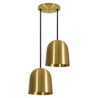 Kit 3 Pendentes Luminária Dourado Cozinha Balcão 22cm 2xe27