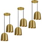 Kit 3 Pendentes Luminária Dourado Cozinha Balcão 22cm 2xe27
