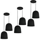 Kit 3 Pendentes Luminária Preto Fosco Mesa Balcão 22cm 2xe27