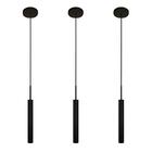 Kit 3 Pendentes Luminária Teto Tubo Sala Cama Preto 40cm
