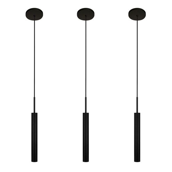 Kit 3 Pendentes Luminária Teto Tubo Sala Cama Preto 40cm
