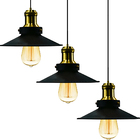 Kit 3 Pendentes Nordic Industrial 22 Cm Preto Com Dourado