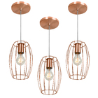 Kit 3 Pendentes Pequim Aramado Cobre