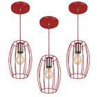 Kit 3 Pendentes Pequim Aramado Vermelho