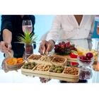 Kit 3 Petisqueiras De Bambu 4 Divisórias Bandeja Para Petisc