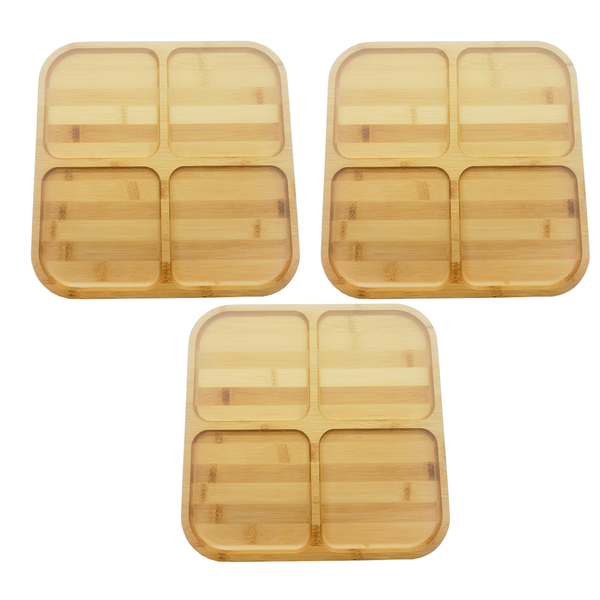 Kit 3 Petisqueiras Quadrada Bambu 20cm Class Home
