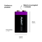 Kit 3 Pilhas Baterias Recarregável 9v Cod: 408430021-3 Avant