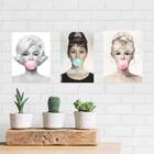Kit 3 Placas Audrey/marilyn/brigitte 18x27cm