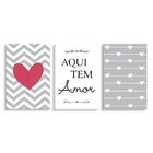Kit 3 Placas Decorativa Aqui Tem Amor 20x30
