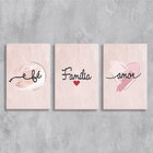 Kit 3 Placas Decorativa Fé Família Amor 20x30