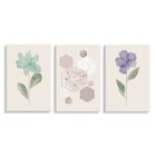 Kit 3 Placas Decorativa Flores E Mármore 20x30