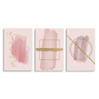 Kit 3 Placas Decorativa Formas Abstratas Rose 20x30