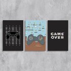 Kit 3 Placas Decorativa Game Over 20x30