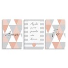 Kit 3 Placas Decorativas Amor E Fé 20x30