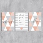 Kit 3 Placas Decorativas Amor E Fé 20x30