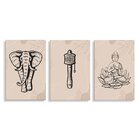 Kit 3 Placas Decorativas Buda E Elefante 20x30