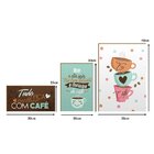Kit 3 Placas Decorativas Cozinha Xícaras Frases Cheiro Do Caf