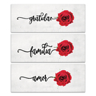 Kit 3 Placas Decorativas Frase Gratidão E Amor 40x15 Cm Mdf
