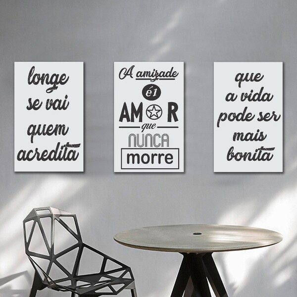 Kit 3 Placas Decorativas Frases