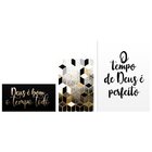 Kit 3 Placas Decorativas Geométrico Sala Frases Deus Fé Relig