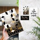 Kit 3 Placas Decorativas Geométrico Sala Frases Deus Fé Relig