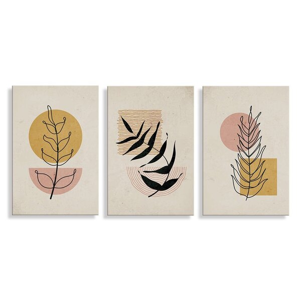 Kit 3 Placas Decorativas Ramos E Formas 20x30