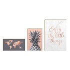 Kit 3 Placas Decorativas Sala Rose Gold Efeito Marmorizado Ma