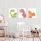 Kit 3 Placas Dinossauros Coloridos 18x27cm