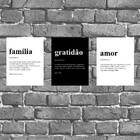 Kit 3 Placas Familia/gratidão/amor Definição 18x27cm