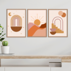 Kit 3 Plaquinhas Decorativa Adesivada Arte Minimalista