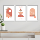 Kit 3 Plaquinhas Decorativa Adesivada Elementos Minimalista