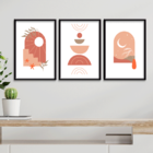 Kit 3 Plaquinhas Decorativa Adesivada Elementos Minimalista