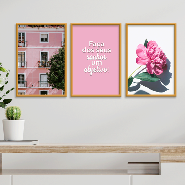 Kit 3 Plaquinhas Decorativa Adesivada Faça Dos Seus Sonhos...