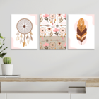 Kit 3 Plaquinhas Decorativa Adesivada Filtro Dos Sonhos Boho