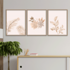 Kit 3 Plaquinhas Decorativa Adesivada Flores Boho