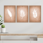 Kit 3 Plaquinhas Decorativa Adesivada Folhas