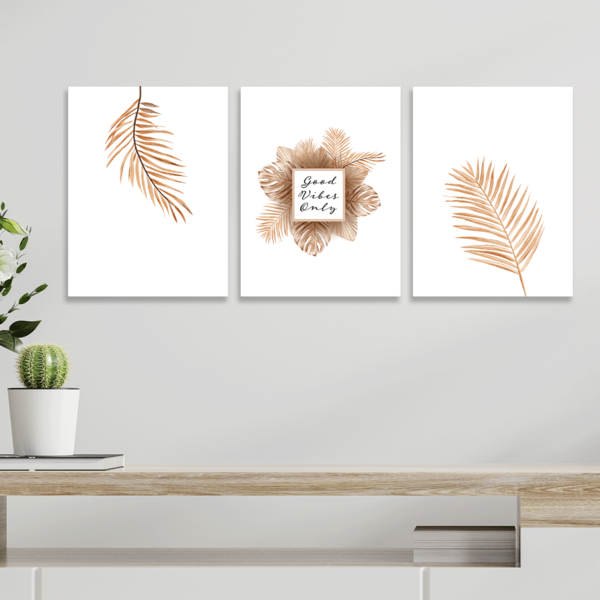 Kit 3 Plaquinhas Decorativa Adesivada Good Vibes Only