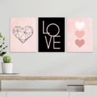 Kit 3 Plaquinhas Decorativa Adesivada Love