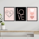 Kit 3 Plaquinhas Decorativa Adesivada Love