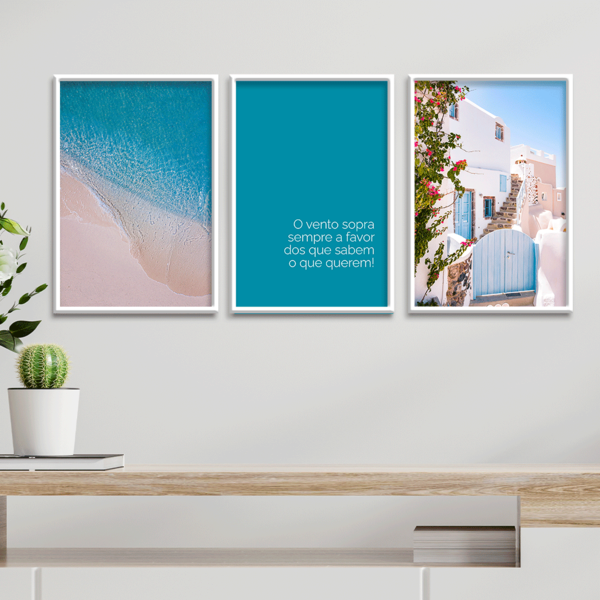 Kit 3 Plaquinhas Decorativa Adesivada Praia