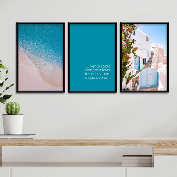Kit 3 Plaquinhas Decorativa Adesivada Praia