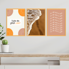 Kit 3 Plaquinhas Decorativa Adesivada Turn On Your Light