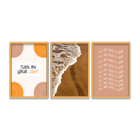 Kit 3 Plaquinhas Decorativa Adesivada Turn On Your Light