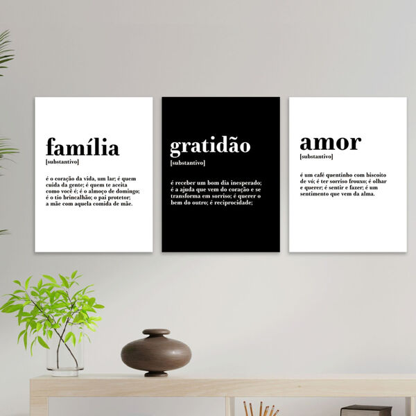 Kit 3 Plaquinhas Decorativas 30cm X 40cm Wevans Preto Un