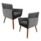 Kit 3 Poltrona Cecília Decoração Sala Escritório Cinza