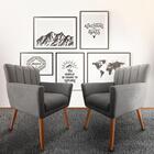 Kit 3 Poltrona Cecília Decoração Sala Escritório Cinza